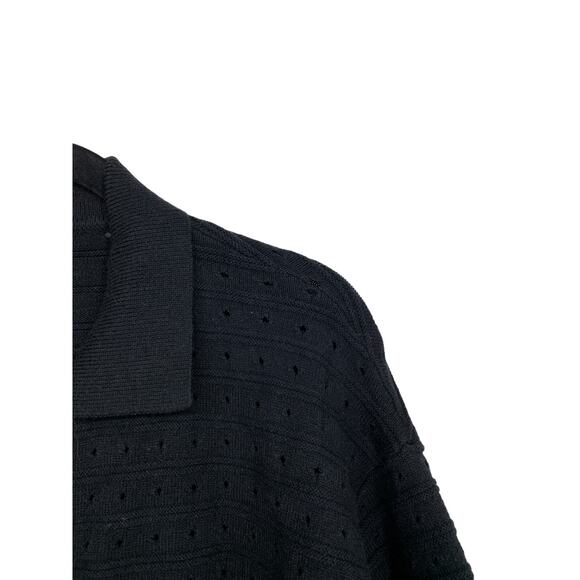 Unbranded Two Piece Set Buttondown Top & Shorts Womens Small Black Open Knit - Picture 3 of 7